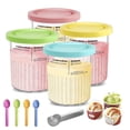 thumbnail image 1 of 4pcs Ice Cream Containers with Lid Leakproof 24oz,Compatible with Ninja Creami NC501 NC500 Deluxe Ice Cream Makers- BPA-Free Dishwasher Safe- Comes with Five Scoops, 1 of 8