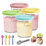 4pcs Ice Cream Containers with Lid Leakproof 24oz,Compatible with Ninja Creami NC501 NC500 Deluxe Ice Cream Makers- BPA-Free Dishwasher Safe- Comes with Five Sc