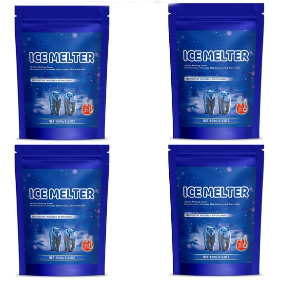 4pcs Ice Melt Agent - 3.53oz Melts Ice & Snow, Reduces Environmental/Vegetation Impact, Safe for Driveways, Sidewalks, Patios, Easy to Use Winter Ice Removal Solution, 100g