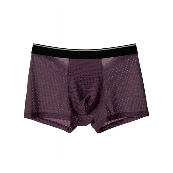 4pcs Ice Silk Mesh Large Size Men's Underpants Cotton Mid Waist Boxer Breathable Ice Boxer