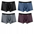 thumbnail image 1 of 4pcs Ice Silk Mesh Large Size Men's Underpants Cotton Mid Waist Boxer Breathable Ice Boxer, 1 of 1