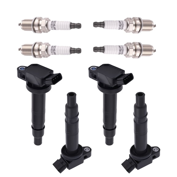 4pcs Ignition Coil and Iridium Spark Plug Set for Toyota Camry Corolla Matrix 2.4L, Scion xB Solara, OE UF495 9091902248 90919A2001 4504 PK20TT Engine Ignition System