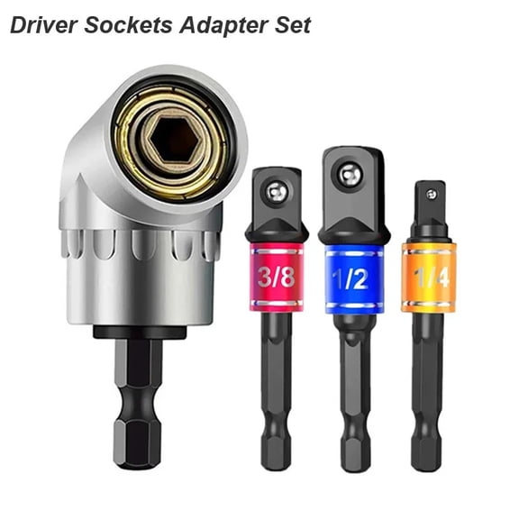 4pcs Impact Grade 105 Degree Angle Socket Adapter Power Hand Tool Part Driver Extension Set Screwdriver Holder Drill Nut Attachment
