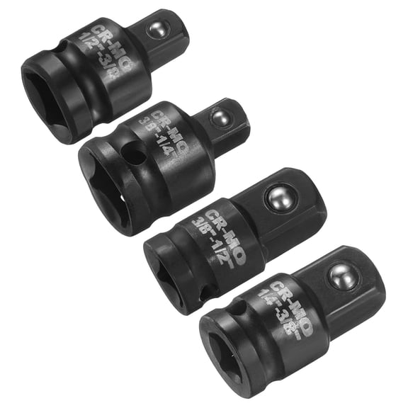 4pcs Impact Socket Adapter Reducer Increaser Set 1/2" to 3/8"  3/8" to 1/4"  3/8" to 1/2" 1/4" to 3/8" Drive Standard SAE CR-MO Steel Converter for Impact Driver Ratchet Wrench