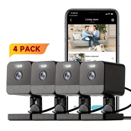 4-Pack Indoor Security Cameras, Dual-Band WiFi, Motion Detection, Night Vision, 2-Way Audio, Siren, Cloud & SD Storage, Alexa Compatible Baby Monitor