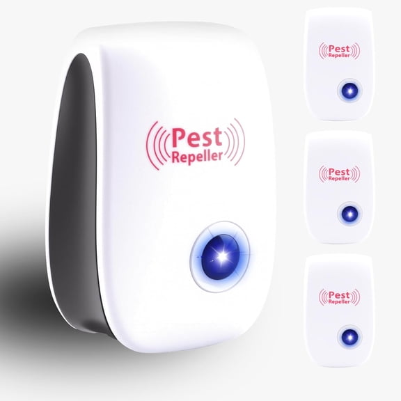 4pcs Indoor Ultrasonic Pest Repellers, Pest Repeller Ultrasonic Plug-in, Pest Control for Mice, Fleas, Flies, Bed Bugs, Bugs, Ants, Mosquitoes, Spiders, Cockroaches, Rodents Home, Garage, Warehouse (