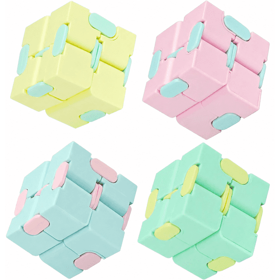 4pcs Infinity Cube Fidget Toy Stress Relieving Fidgeting Game for Kids and Adults,Cute Mini Unique Gadget for Anxiety Relief