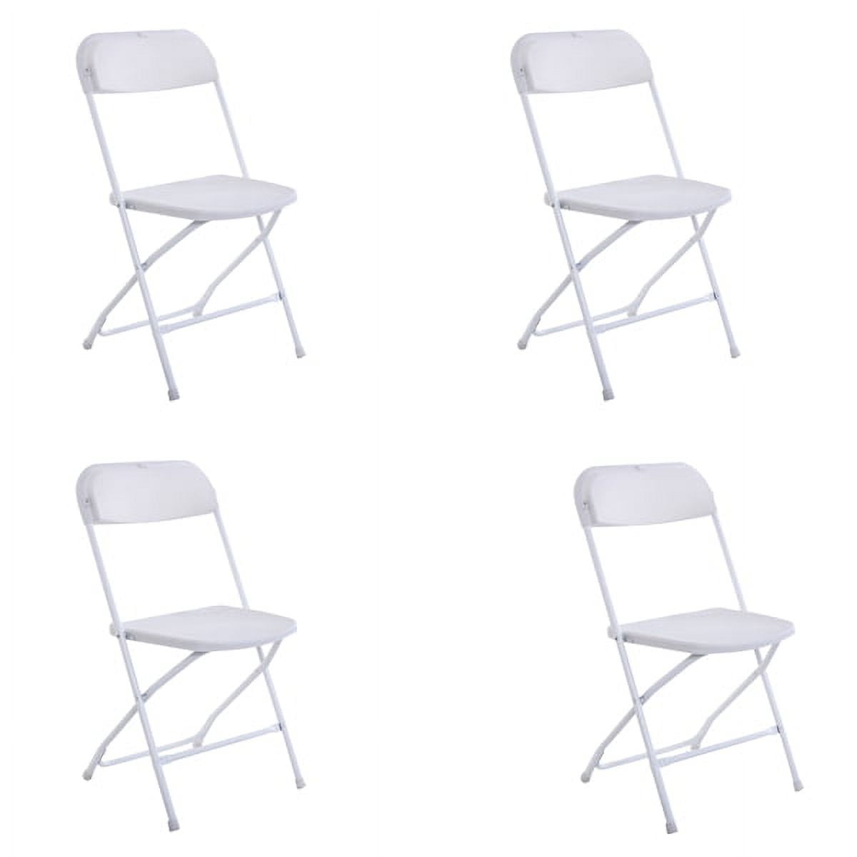 Set of 4 White Plastic and Steel Folding Chairs