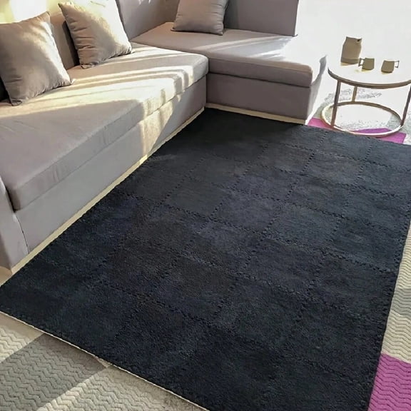 4pcs Interconnect Carpet Tiles, Anti-Slip, Anti-Stain, Lightweight, Low Stack, Machine Washable, Suitable For Office, Camping, Bedroom, Indoor Use, Holiday Decoration