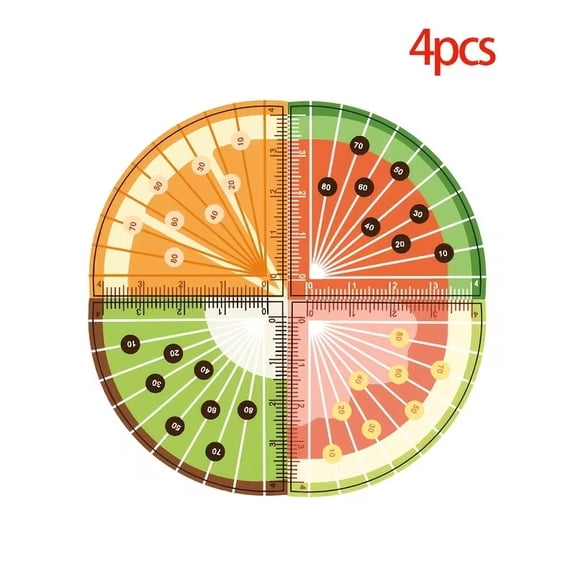 4pcs Iridescent Mini Fruit Palm Acrylic Ruler Set - Cute and Durable Measuring Tools