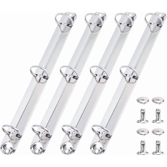 4pcs Iron Notebook 3-Ring Loose Leaf Book Binder Hinged Clamp O Rings Binding Spines Combs for Organizers Planners 278x20~24.5x23.5mm Hole: 5x4mm Inner Diameter: 20mm