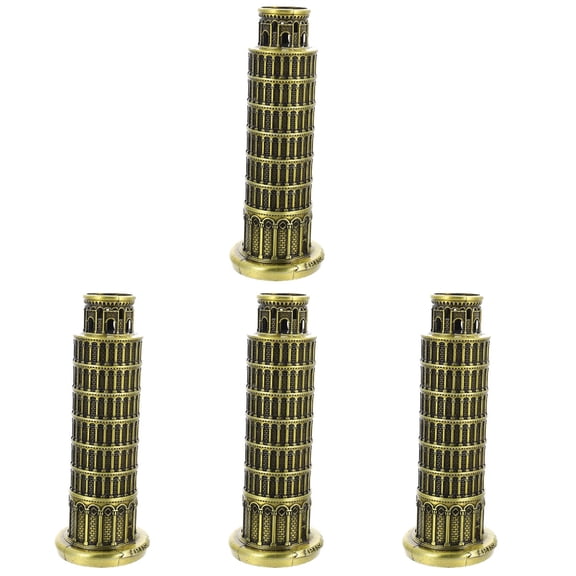 4-Piece Italian Leaning Tower of Building Model Set - Decorative Home Desktop Sculpture Ornament