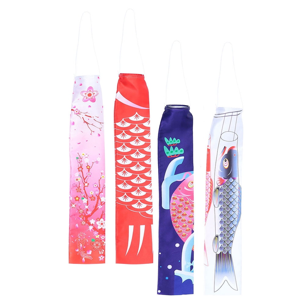 4pcs Japanese Carp Flags Hanging Fish Flags Japanese Silk Carp Pendants
