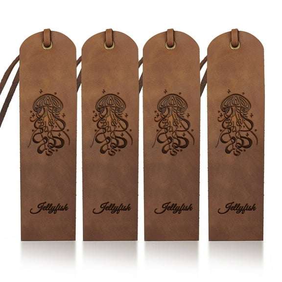 4pcs Jellyfish Leather Bookmark 27inch Sea Ocean Creatures Leather Page Markers Vintage Book Mark for Men and Women Book Lovers Gifts