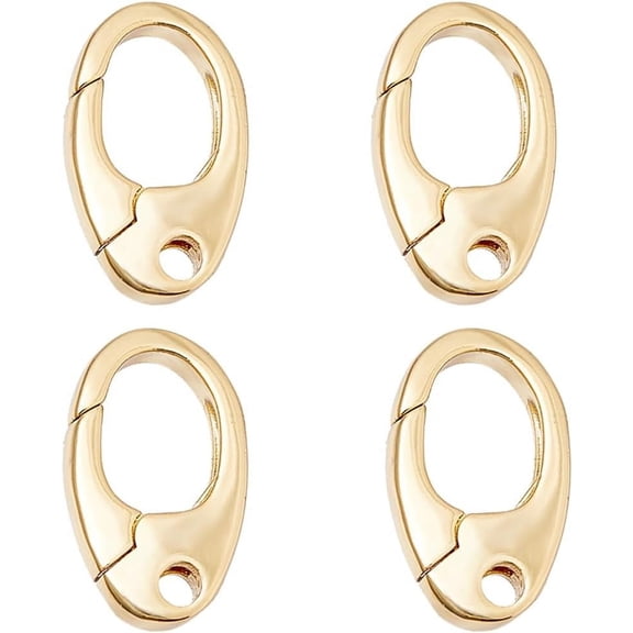 4pcs Jewelry Oval Clasps 14K Gold Plated Pendant Clasp Connectors Small Enhancer Bail Slide Jewelrys Clasp Oval Spring Gate