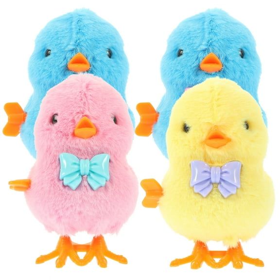 4pcs Jumping Chick Wind Up Toys Novelty Plush Chicken Hopping Windup Toys