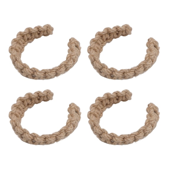 4pcs Jute Curtain Tiebacks, Rustic Handmade Rope Tie Backs for Living Room, 10.2 x 5.1 x 0.8 inches