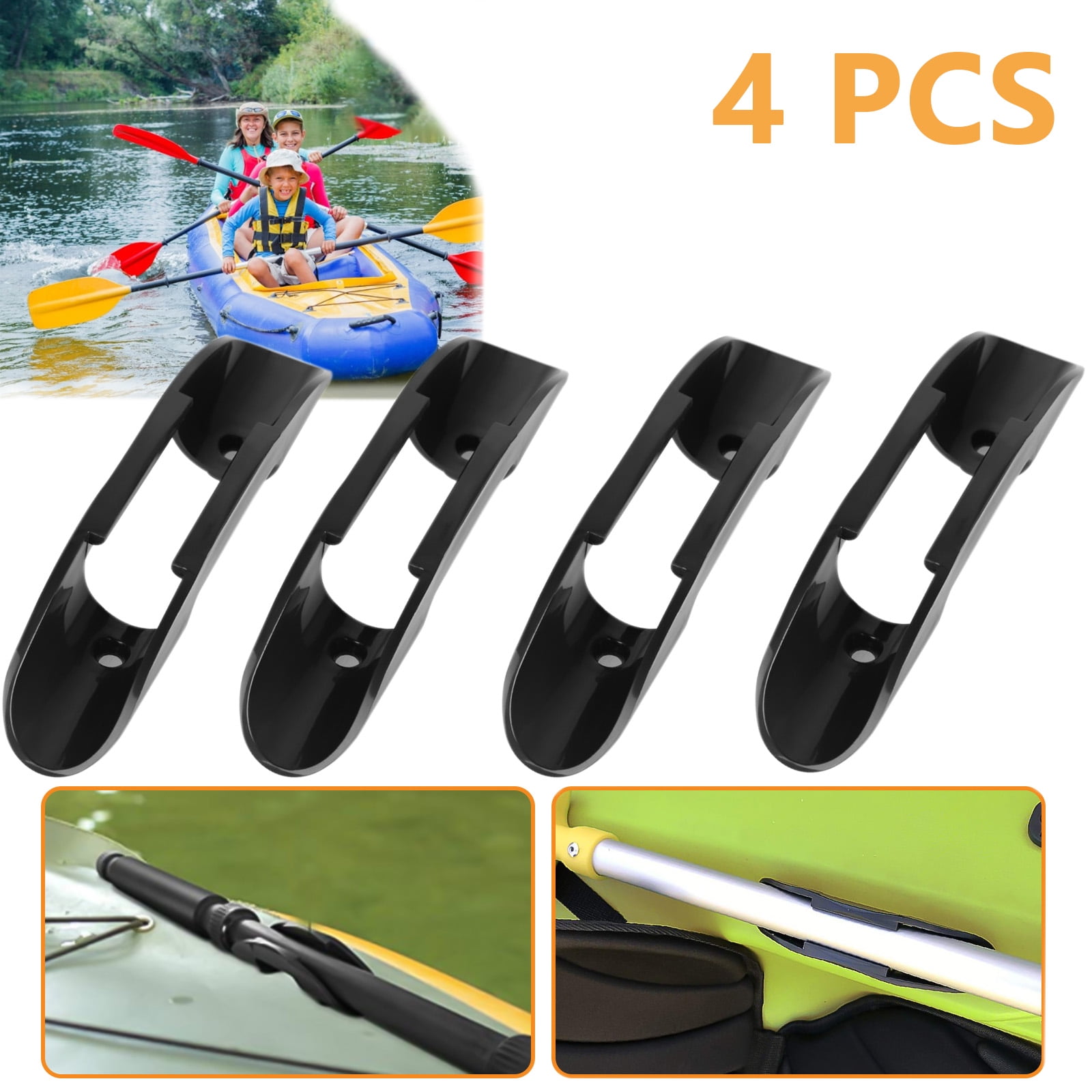 4pcs Kayak Paddle Holder Clips, EEEkit Universal Plastic Fishing Net Clip,  Hardware Universal Kayaks Accessories, Not Including Screws, Black