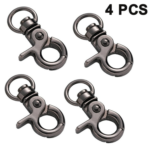 4pcs Key Chain Clip Hooks Swivel Clasps Lanyard Snap Hooks with Split Key Rings,Gun Color