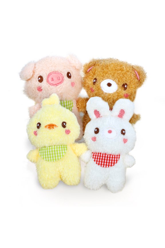 4pcs Key Chain Decoration, Creative Animal Pendant, Cute Doll Decoration, Doll Pendant Car Key Chain Backpack Pendant Metal Key Ring