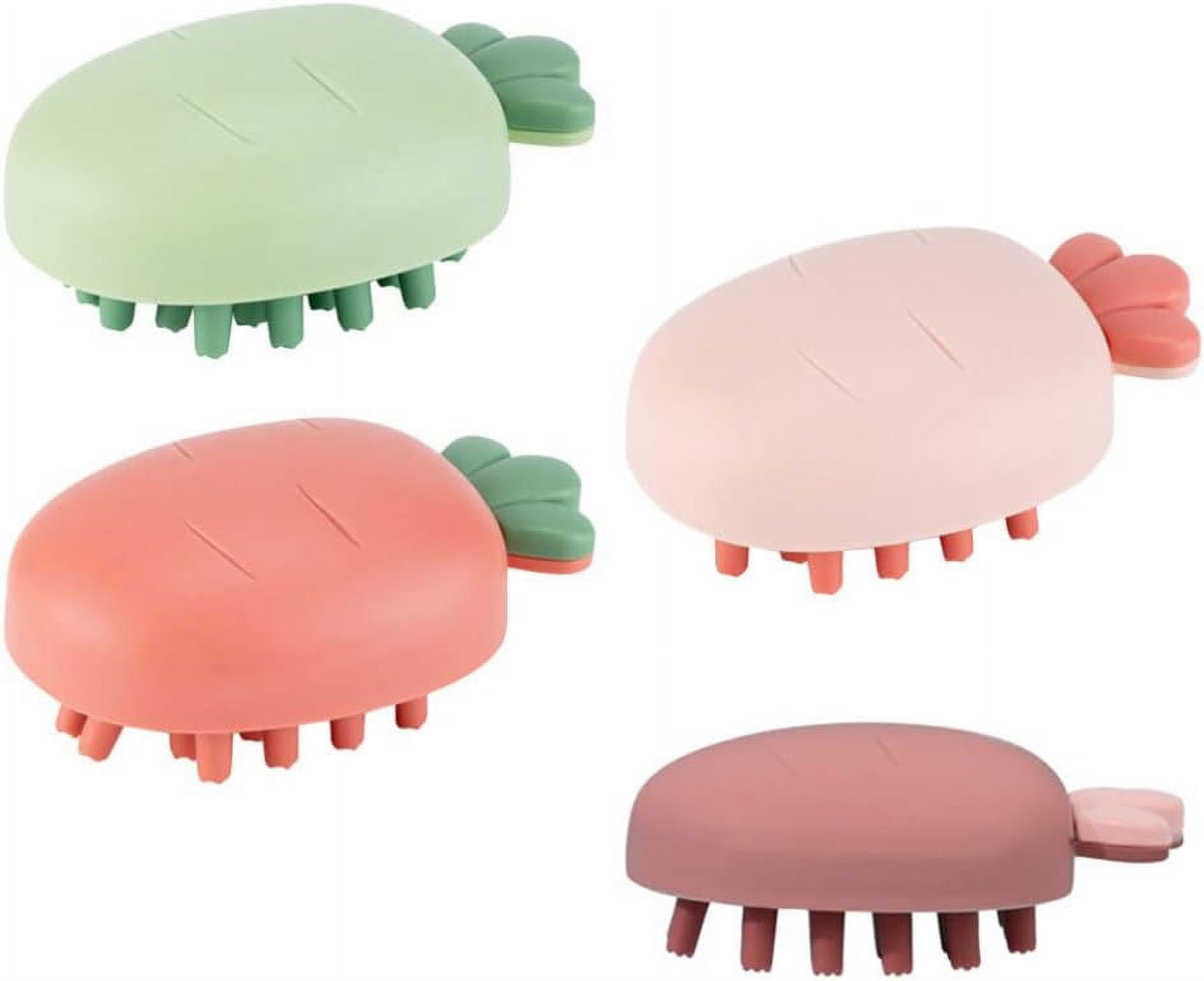 4pcs Kids Cartoon Bath Brushes Carrot Shaped Head Massage Brushes ...