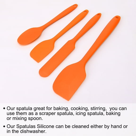 4pcs Kitchen Cooking Silicone Spatula Set Heat Resistant Turner Scraper Baking Utensils  Orange