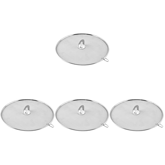 LULULION Plated Silver Grease Splatter Guard, Flexible Handle, Anti-Oil Sputtering, Cooking Safety 4Pcs