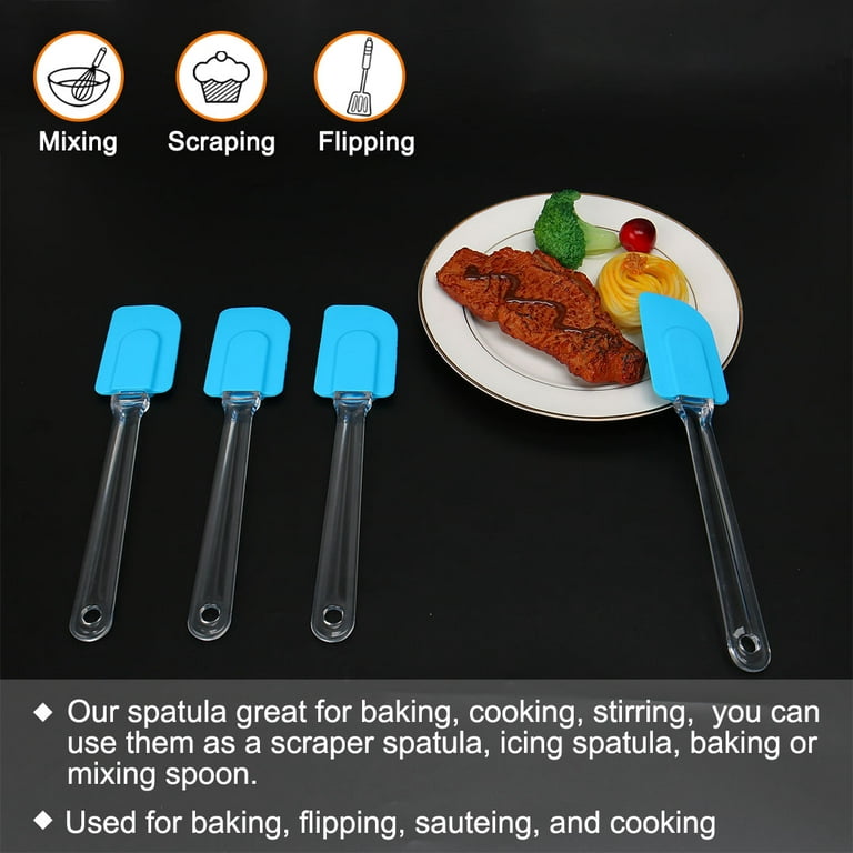 4pcs Kitchen Utensils Flexible Silicone Spatula Heat Resistant Rubber  Scraper Cooking Baking Blue