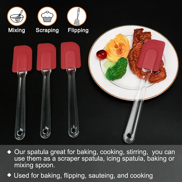 4pcs Kitchen Utensils Flexible Silicone Spatula Heat Resistant Rubber  Scraper Cooking Baking Red