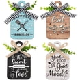 thumbnail image 1 of 4pcs Kitchen Wall Decor Wood Sign Eat Wooden Cutting Board Sign Farmhouse Tiered Tray with Hemp Rope Wall Art Rustic Wall Decor for Home Kitchen Dining Living Room Bar Cafe 5.9x3.5 inch, 1 of 6