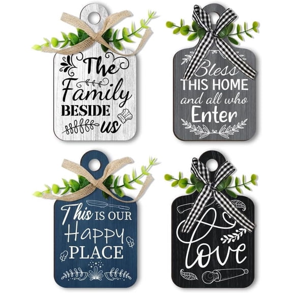 4pcs Kitchen Wooden Hanging Signs Cutting Board Eat Rustic Wall Art Vintage Dining Room Table Decor for Home Kitchen Living Room Bar Cafe