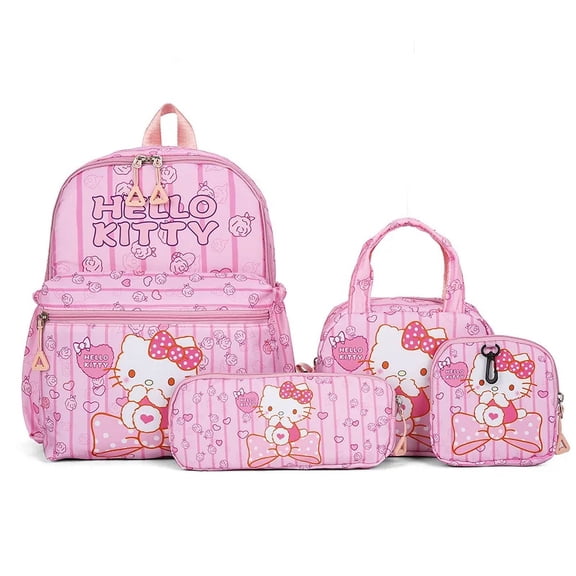 4pcs Kuromi Backpack Pencil Case Shoulder Bag Set Hello Kitty Melody Casual Bag
