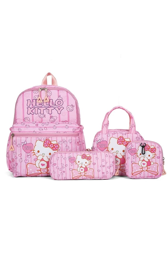 4pcs Kuromi Backpack Pencil Case Shoulder Bag Set Hello Kitty Melody Casual Bag