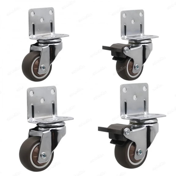 4pcs L-shaped Furniture Casters Wheels Soft Rubber Swivel Caster Quite Roller Wheels for Trolley Baby Crib Bed Wheels Accessory