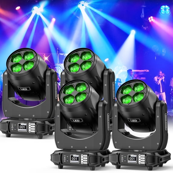 4pcs LED Beam Moving Head RGBW Bee Eyes Zoom Effect Stage Light for Event Show DJ Bar Pub Club Wedding Disco Party Lighting