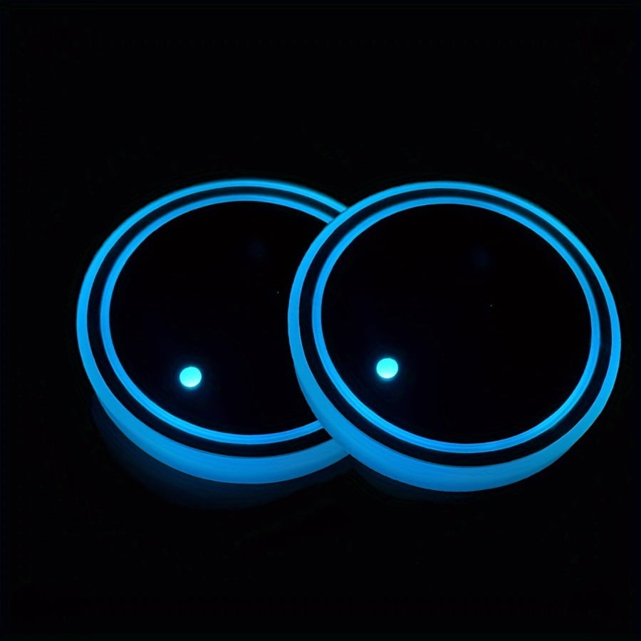4pcs LED Car Cup Holders, Waterproof Cup Holder with 7 Colors Changing USB Charging Mat, LED Interior Atmosphere Lamp Decorations Cables for Car Truck Vehicle Accessories