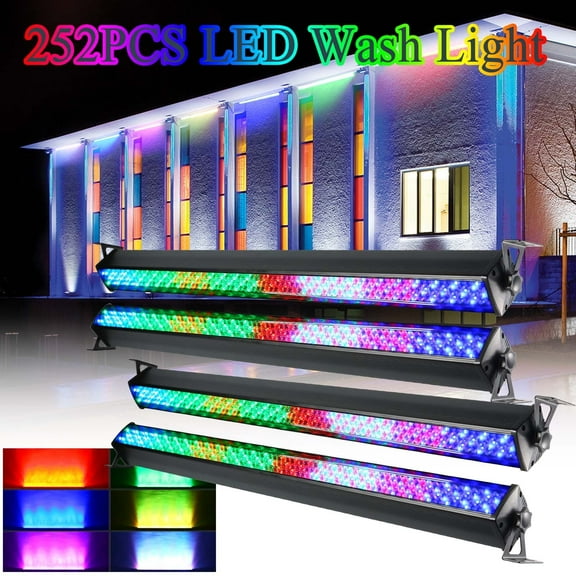 4Pack LED Stage Wash Light Bar,RBGW Wall Washer Color Changing DJ Light Bar DMX Control Uplight for Wedding Church Stage Lighting