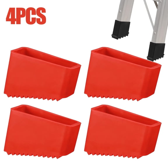 4pcs Ladder Cover for Ladder Feet Non- Rubber Step Ladder Leg Caps Telescoping Extension Ladder Foot Pads Anti-Skid Grips Security Bumpers Universal Floor Protectors for Home Garage Workshop Use