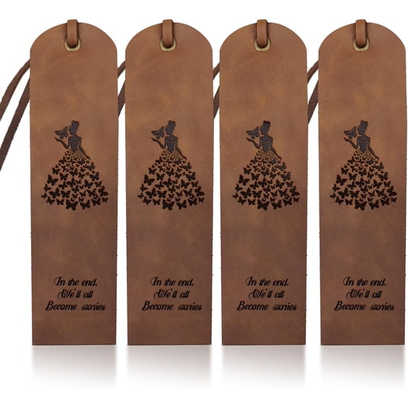 4pcs Lady Butterfly Dress Leather Bookmarks 2×7inch Vintage Bookmarks Page Markers in The End We'll All Be Text