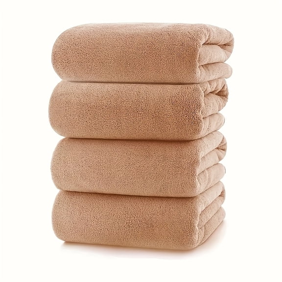 4pcs Large Bath Towel Set, Ultra Soft Terry Absorbent Towel, Quick Dry, Lightweight, Highly Absorbent, Soft Feel, Outdoor Camping Towel, Beach Towel, Good for Shower, Pool, Spa, Gym