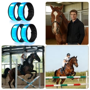 4pcs Large Blue LED Reflective Slap Bands - High Visibility Accessories for 7-15Yrs & Animals, Bright LED Light Bands, Suitable for Night Riding, Parades & Farm Outdoor Activities