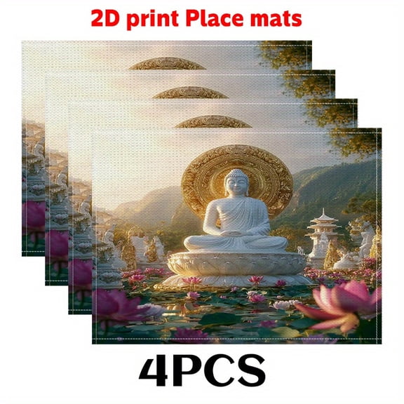 4pcs Large Buddhist Shrine Temple Buddha Meditation Table - Non-Slip Easy-Clean Suitable for Winter Holiday Parties, Zen Table Setting, Buddhist Altar Decor