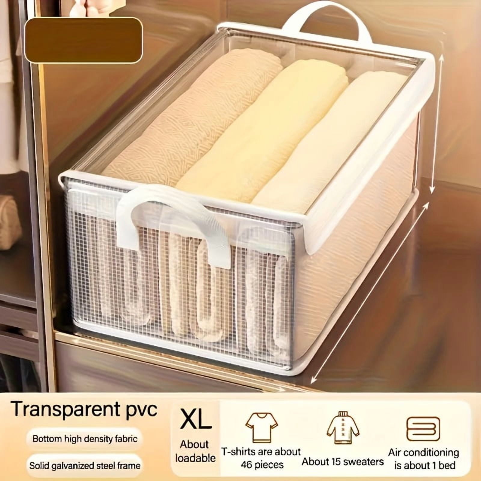 4pcs Large Clear PVC Storage Boxes with Lids - Collapsible Dustproof ...