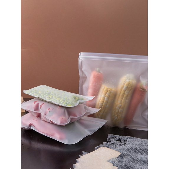 4pcs Large/Large/Medium/Small EVA Food Storage Bag Refrigerator Food Storage Bag Fruit And Vegetables Food Sealing Bag Can Be Reused