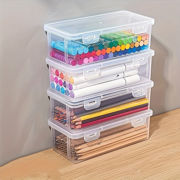 4pcs Large Transparent PP Material Storage Boxes - with Sealing Lids, Simple Unadorned Surface, Lightweight and Durable.