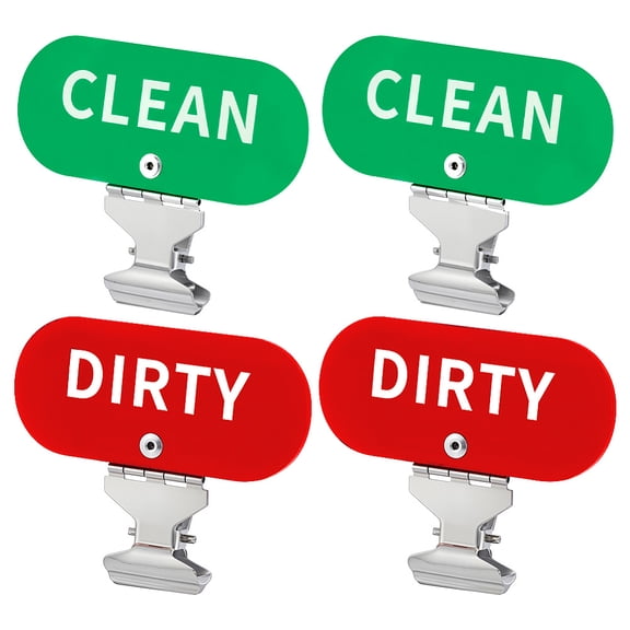 4pcs Laundry Basket Clean Dirty Sign Red and Green Laundry Tags Wash Basket Labels Clean Dirty Sign Indicator with Stainless Steel Clips