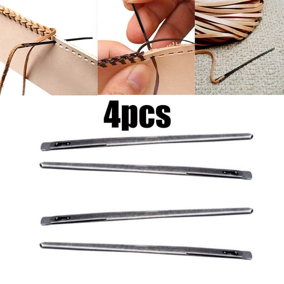 4pcs Leather 2-Prong Lacing Needle Rope Lace Needles Leather Sewing Craft Tools