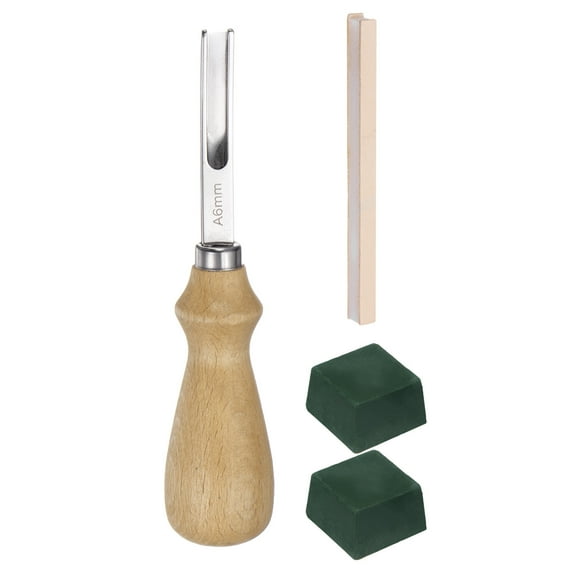 4pcs Leather Edge Beveler 6mm Skiving Tool with Whetstone Polishing