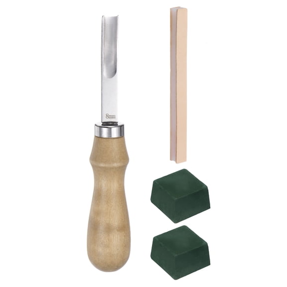 4pcs Leather Edge Beveler 8mm Skiving Tool with Whetstone Polishing Compound