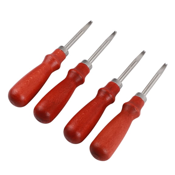 4pcs Leather Edger Professional Trimming Working Kit with Wooden Handle for DIY Craft Leather Cutting